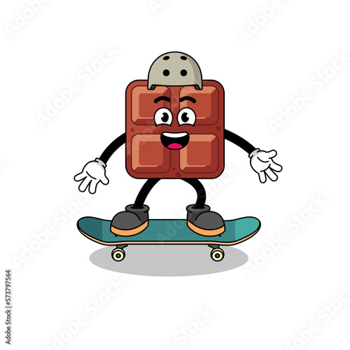 chocolate bar mascot playing a skateboard
