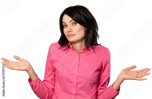 young woman shrugging photo