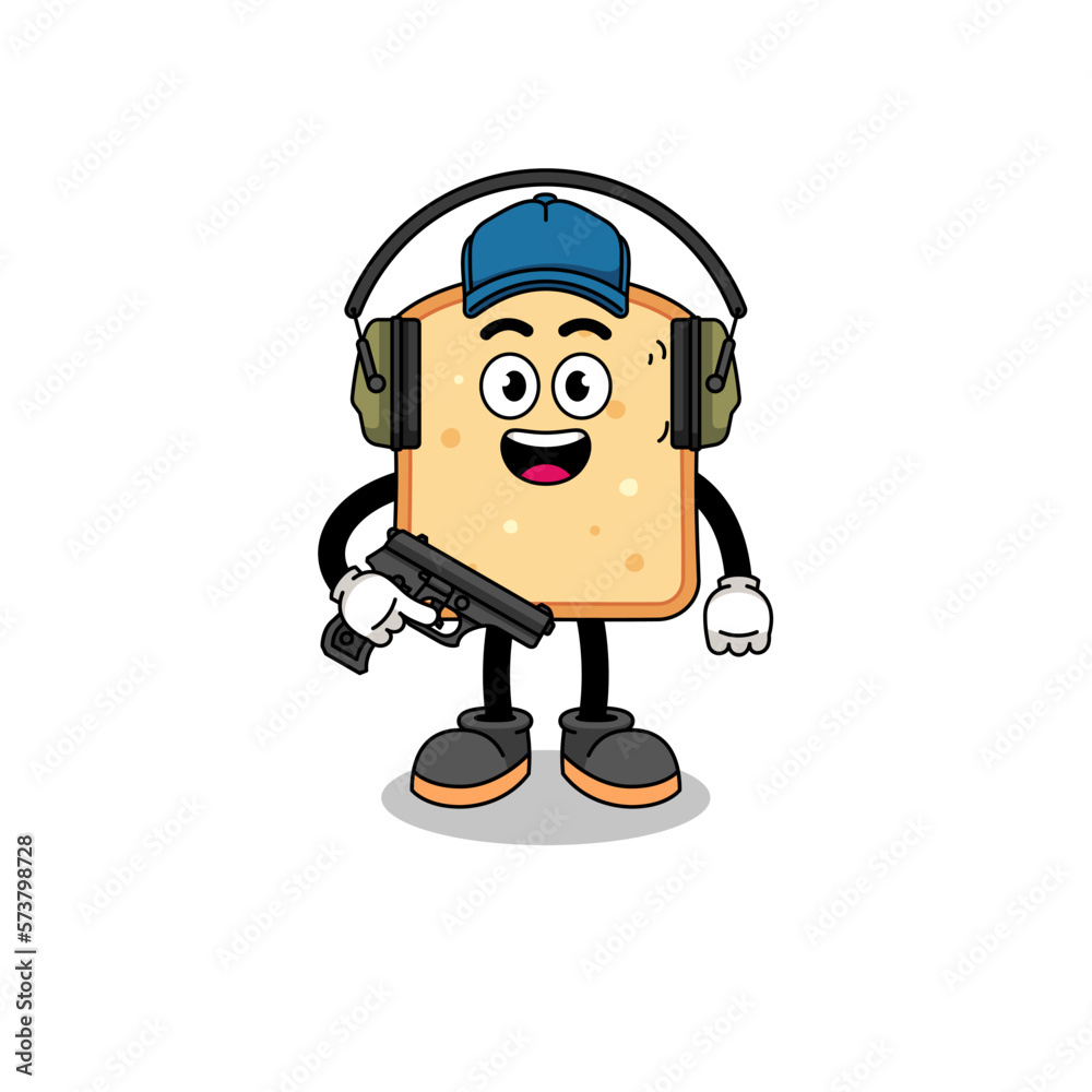 Character mascot of bread doing shooting range Character mascot of bread doing shooting range