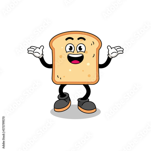 bread cartoon searching with happy gesture