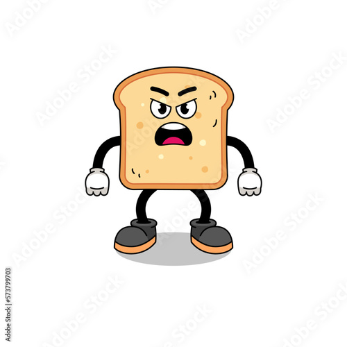 bread cartoon illustration with angry expression