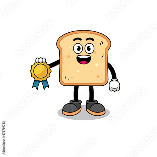 bread cartoon illustration with satisfaction guaranteed medal