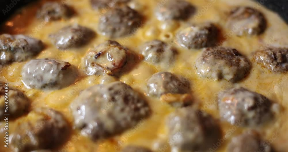 Cook meatballs from natural meat and spices in frying pan Cook meatballs from natural meat and spices in frying pan