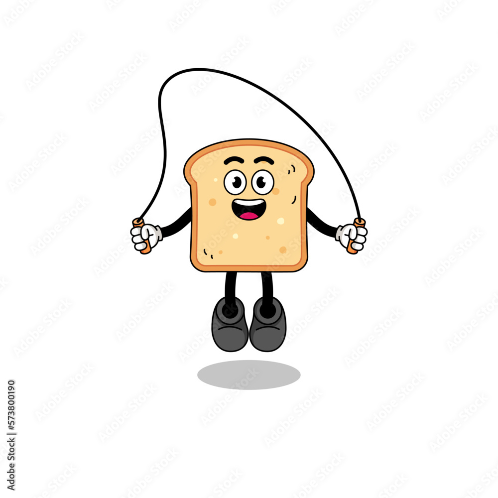 bread mascot cartoon is playing skipping rope bread mascot cartoon is playing skipping rope