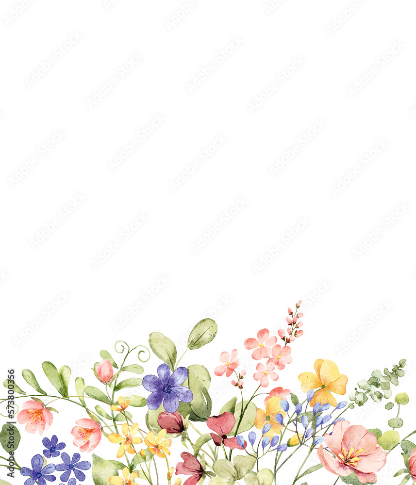 Spring background, floral pattern. Watercolor hand painting.