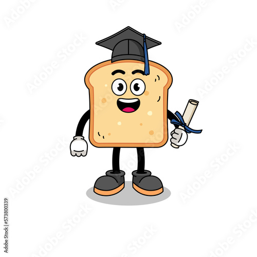 bread mascot with graduation pose