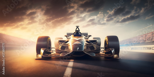 Banner motorsport, Fast Race car formula for competitions on track, sun light...