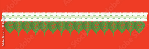 Traditional Indian floral garland with Mexican Tuberose (sampangi) flowers and peepal leaves. Decoration for Indian hindu events holidays and ganesh chaturthi. leaf cut ganpati wreath.