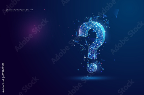 Question mark. Low poly abstract Question sign. Ask symbol. Help support, confusion search illustration or background. 3D polygonal vector illustration.