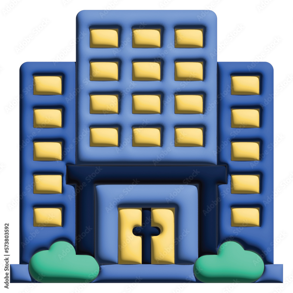 3D illustration apartment in work from home set