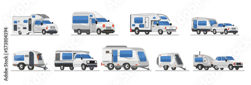 Mobile Auto Vehicles For Travel Flat Set