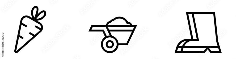 icon line gardening, boot shoes, garden tool. editable color. icon line gardening, boot shoes, garden tool. editable color.