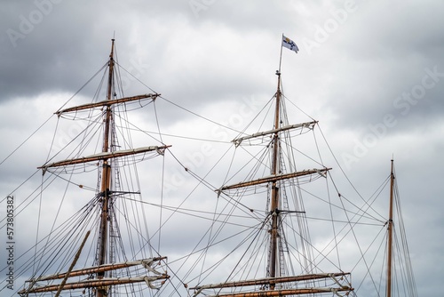 tall ships at the wooden boat festival in hobart tasmania australia. sailing on the ocean. with people watching © William