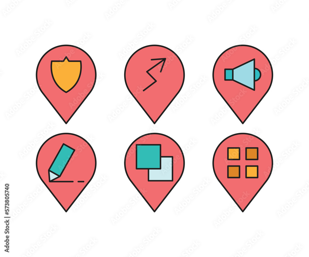 map pin and user interface icons set