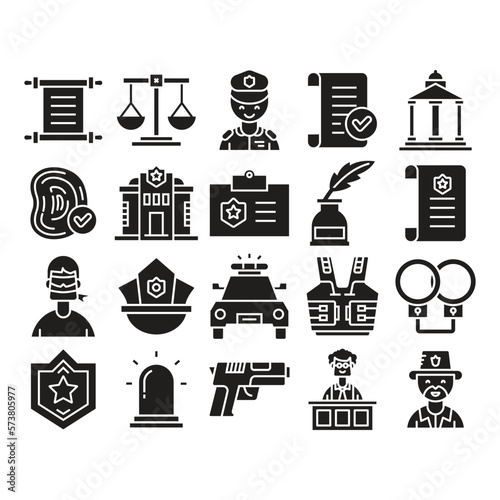 law and justice icons set