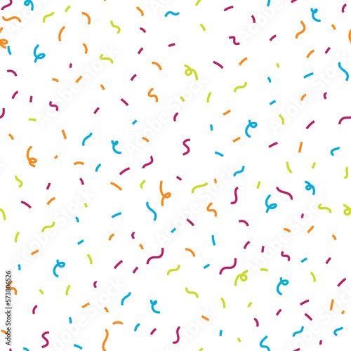 Seamless pattern with bright multicolored confetti. Illustration on transparent background © tiena