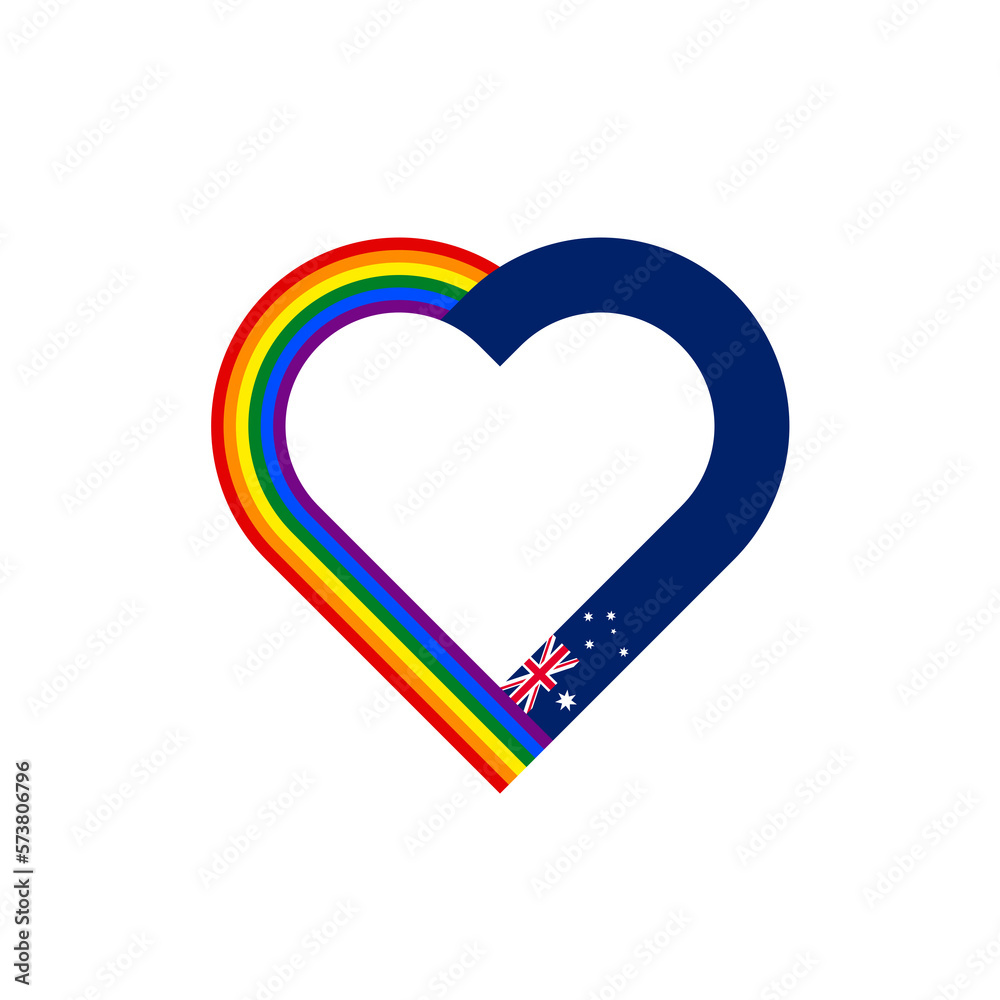 unity concept. heart ribbon icon of rainbow and australia flags. transparent png background unity concept. heart ribbon icon of rainbow and australia flags. transparent png background