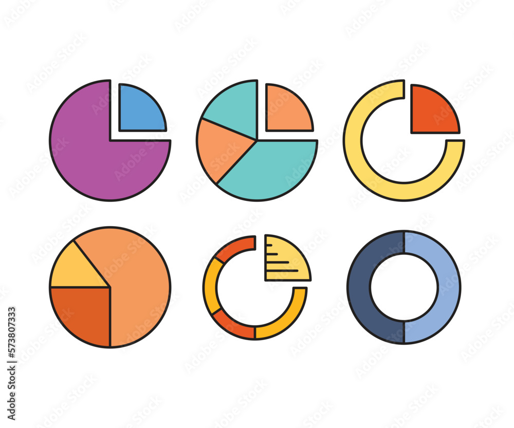 data pie chart icons set vector
