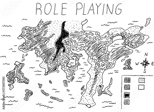 Rollenspiel - handgezeichnete Landkarte