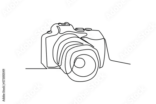 single continuous line photo camera vector illustration design