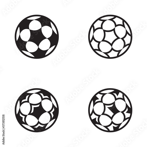 Four vector black soccer star balls. photo
