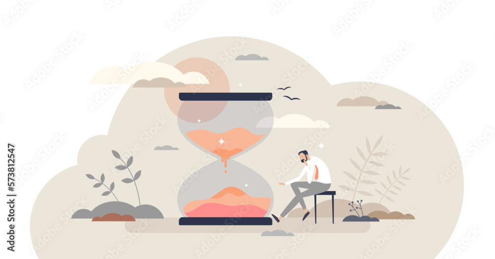 Patience and slow time feeling with boring sitting scene tiny person concept, transparent background. Idle business or perseverance for waiting illustration. Patience and slow time feeling with boring sitting scene tiny person concept, transparent background. Idle business or perseverance for waiting illustration.