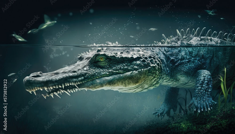 Illustrazione Stock A crocodile and water illustrations, ai art | Adobe  Stock