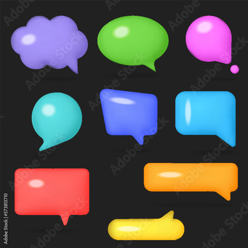 White speech bubbles set, Text bubbles in various shapes. Social media chat message icons. dialogue clowds 3d talking windows for chatting photo