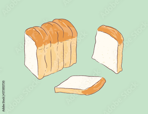 Whole and sliced thick toast in vector illustration