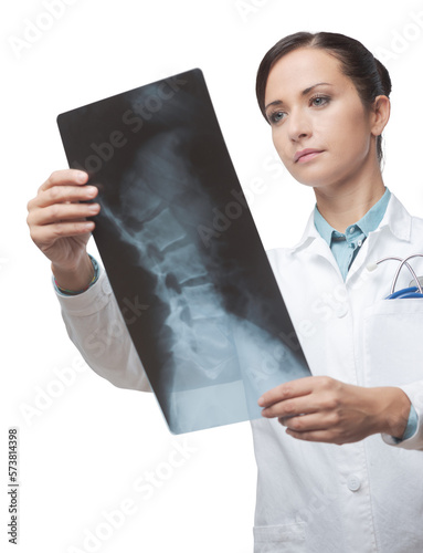 Foto Female radiologist checking x-ray image