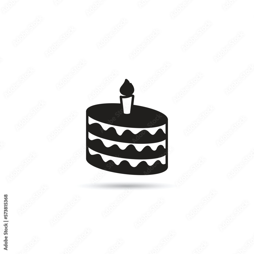 birthday cake icon on white background