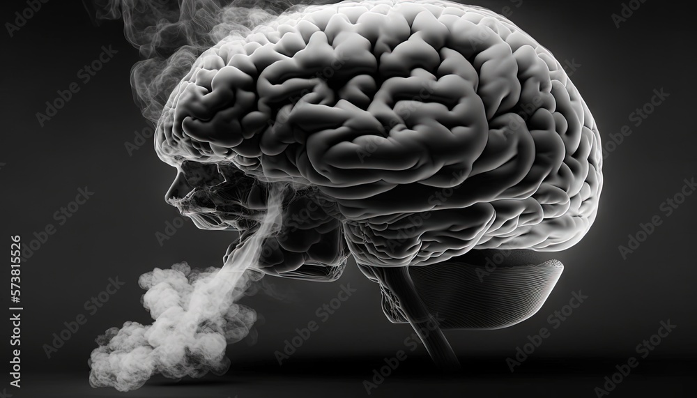 smoke coming out of the side of a human head in a black and white photo with smoke coming out of the side of a human head. generative ai smoke coming out of the side of a human head in a black and white photo with smoke coming out of the side of a human head. generative ai