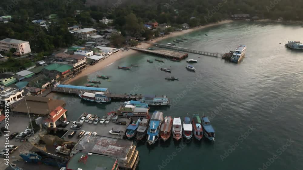 aerial view of the dock in Koh Tao, a south Thailand island aerial view of the dock in Koh Tao, a south Thailand island