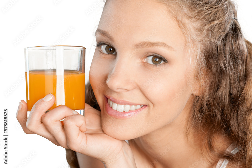 Portrait of a Young Woman with a Glass of Orange Juice Portrait of a Young Woman with a Glass of Orange Juice