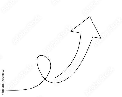 Hand drawing single one line of direction element isolated on white background.