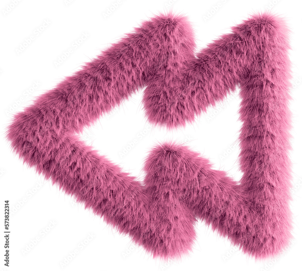Pink fluffy 3D rewind icon Pink fluffy 3D rewind icon