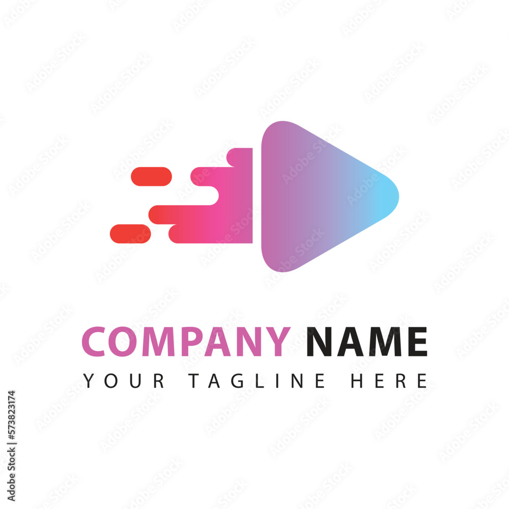 Play video logo design template. Abstract play button media icon Play video logo design template. Abstract play button media icon