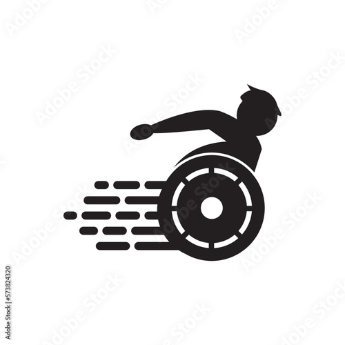 Simple wheelchair racing competition illustration design template.