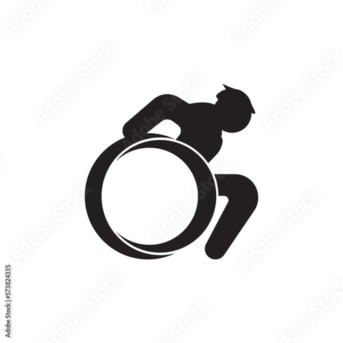 Simple wheelchair racing competition illustration design template.
