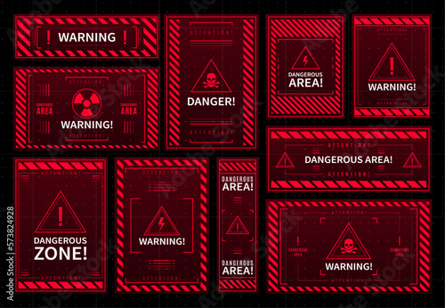 Danger area and contamination warning HUD frames