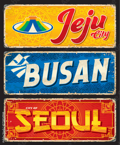 Seoul, busan, jeju travel stickers and plates
