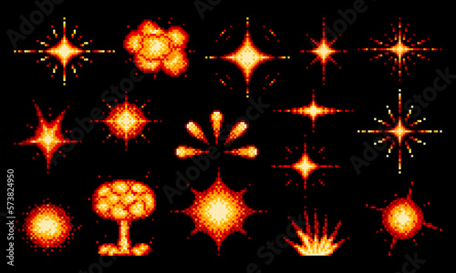 Atomic bomb, dynamite fire blast pixel explosions