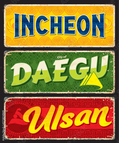 Incheon, Daegu, Ulsan travel stickers and plates photo