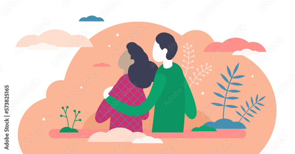 Empathy illustration, transparent background. Understanding other people feeling in flat tiny persons concept. Emotional, cognitive and somatic personality character in abstract visualization.