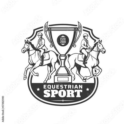 Equestrian sport icon, horse races sport club cup