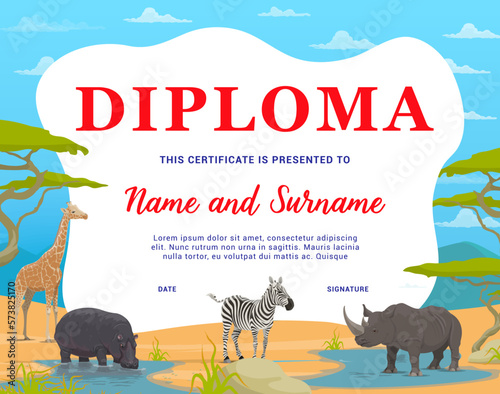 African safari hunting, world animal day diploma