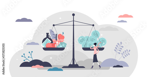 Inflation illustration, transparent background. Economical money worth loss flat tiny persons concept. Abstract financial situation reflection with scales. Goods and services costs more value.