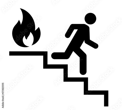 Leinwand Poster 火事と階段を降りて逃げるアイコン