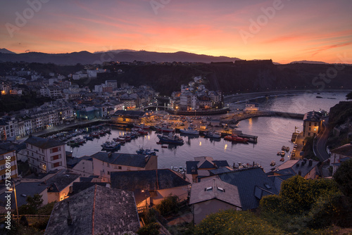 Luarca Sunset, at Cantabrian Sea, Asturias, Spain. photo
