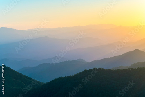 Blue Ridge Mountains from the Blue Ridge Parkway at sunset.
